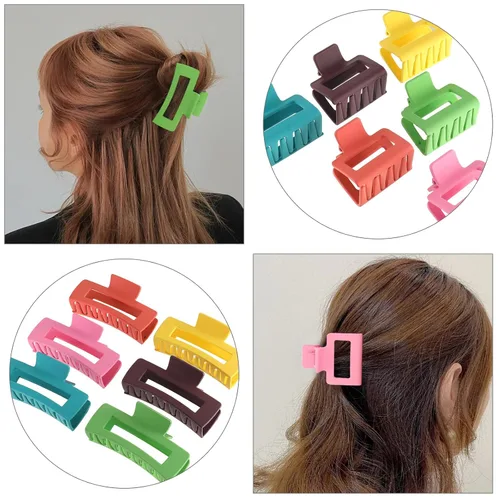 Miniatura 3 de Paquete de 12 pinzas para el cabello cuadradas coloridas y modernas, pinzas rectangulares neutrales grandes y grandes, antideslizantes, mate, Mezcla
