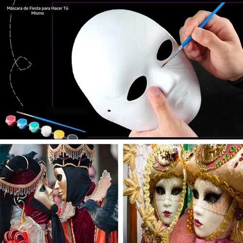 Miniatura 6 de CALPALMY Paquete de 14 máscaras de papel maché, 2 tamaños para proyectos artísticos, teatro, Halloween, fiestas de máscaras, arte en el aula
