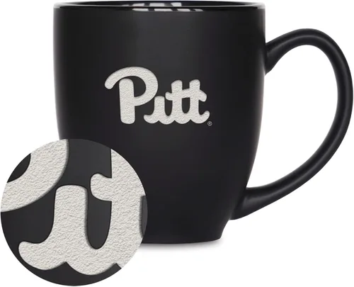 Miniatura 451 de Rico Industries - Taza de cerámica mate negra con grabado láser estándar de 15oz para NCAA (escuelas T & U) - Para bebidas calientes o frías
