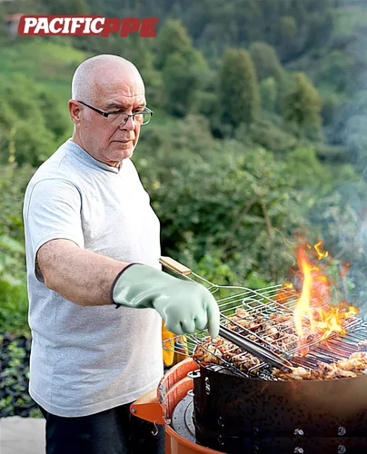 Miniatura 5 de PACIFIC PPE Guantes de horno resistentes al calor, guantes de seguridad de grado alimenticio con revestimiento de silicona impermeable grueso