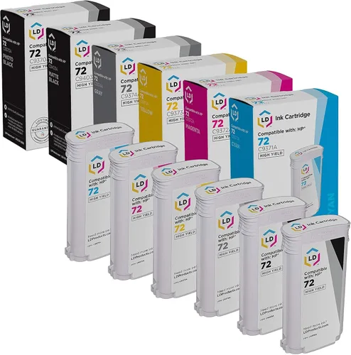 LD Productos Reemplazos compatibles para HP 72 # 72 Cartucho de tinta de alto rendimiento para uso en Designjet T1100, T1120, T1200, T610, T620,