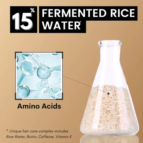 Miniatura 3 de Champú y acondicionador de agua de arroz para adelgazar el cabello, con ingredientes naturales que incluyen biotina y cafeína, hombres y mujeres