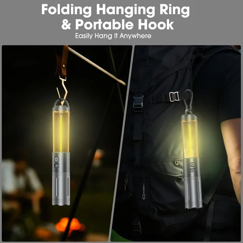Miniatura 8 de Linterna LED para campamento, hasta 350 horas de luz de campamento recargable, 4 modos de linterna al aire libre con luz roja, resistente al agua