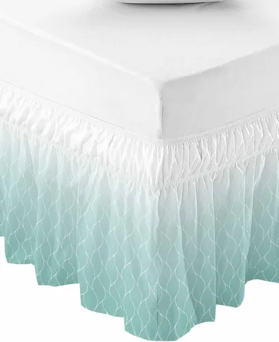 Miniatura 8 de Falda de cama color coral tamaño Queen de 16 pulgadas de caída, ajustable y elástica envolvente, plisada, con volantes de lujo para cama individual