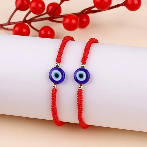 Miniatura 13 de Paquete de 2 pulseras hechas a mano con cuerda roja contra el mal de ojo, pulsera de joyería de ojo azul para mujeres, hombres, adolescentes