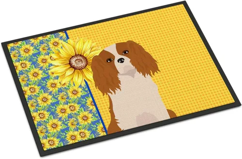 Miniatura 228 de Caroline's Treasures WDK5313MAT Airedale Terrier - Tapete para puerta delantera de 18 x 27 pulgadas, diseño de girasoles de verano, para entrada