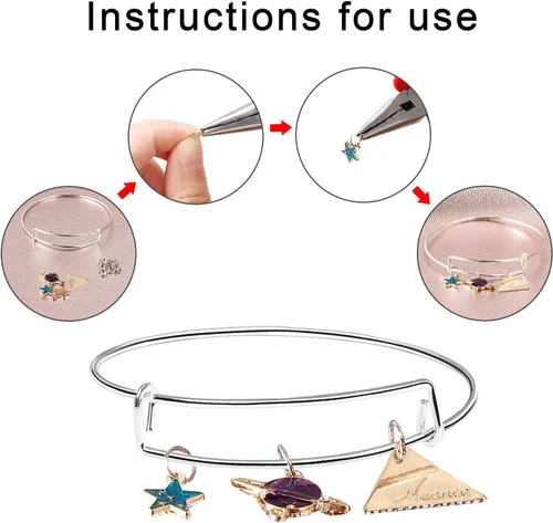 Miniatura 7 de UPINS 60 pulseras extensibles de alambre ajustable en blanco pulseras para mujeres DIY joyería fabricación, Plateado, 6576