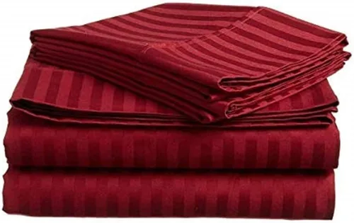 Miniatura 11 de Real juego de 3 sábanas bajeras y 2 fundas de almohada de algodón natural peinado de fibra larga, tejido de satén suave y sedoso, tamaño individual