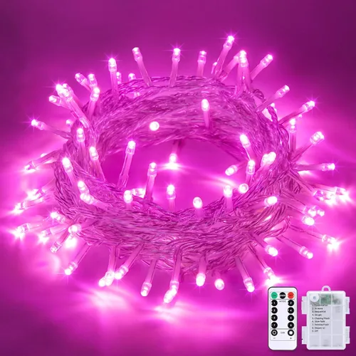 Miniatura 27 de JMEXSUSS Luces de Navidad multicolor que funcionan con pilas con 8 modos de control remoto, impermeables, 33 pies, 100 luces LED de Navidad