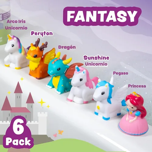 Miniatura 3 de Tub Works® Juguetes de baño herméticos de fantasía, paquete de 6 Diseño de juguetes de baño sellados sin agujeros que mantiene la humedad fuera
