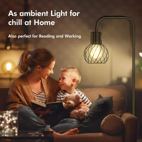 Miniatura 3 de Lámpara de pie industrial, lámpara de pie LED moderna con bombilla LED de 6W, interruptor de pie, lámparas altas de metal para sala de estar