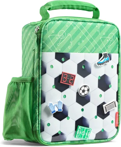Miniatura 17 de Fit & Fresh Lonchera personalizable con dije para niños y niñas, lonchera infantil de fútbol con 6 dijes deportivos, bolsa de almuerzo reutilizable