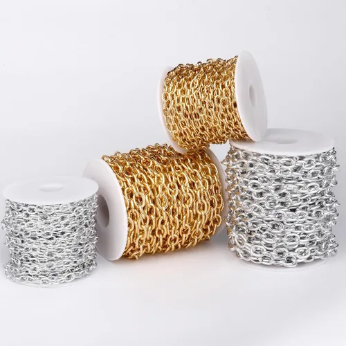Miniatura 6 de Cadikez - 33 pies de cadenas de cable rolo de plata, 5 mm de aluminio chapado en plata, cadena de eslabones ovalados en O, en rollo a granel