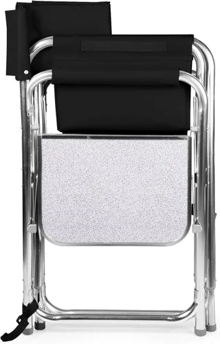 Miniatura 10 de PICNIC TIME Silla deportiva con mesa auxiliar, sillas de campamento acolchadas plegables para exteriores para adultos con portavasos y panel de Negro