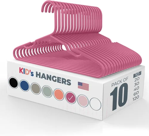 Miniatura 47 de Perchas de plástico para niños de 12 pulgadas, paquete de 10 unidades, fabricadas en los Estados Unidos, capacidad de 5 libras, perchas para ropa
