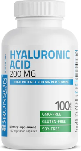Miniatura 5 de Bronson Ácido hialurónico 200 mg de alta potencia para la salud de las articulaciones y apoyo para la piel saludable, sin OMG, 100 cápsulas