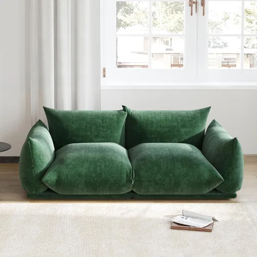 Miniatura 10 de Sofá de nube de asiento profundo de 77 pulgadas, moderno sofá modular de chenilla, sofá modular de 2 asientos con cojines gruesos de felpa y otomana