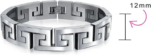 Miniatura 5 de Bling Jewelry Pulsera de eslabones de símbolo de símbolo de diseño geométrico masculino fuerte para hombres y adolescentes, pulsera de acero