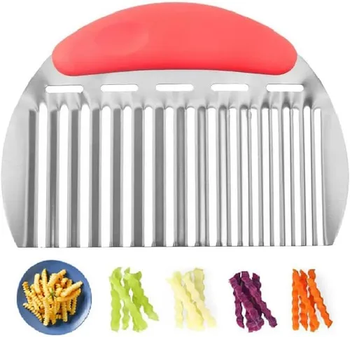 Cortador grande de acero inoxidable resistente para papas, zanahorias y frutas, verduras, papas, cebollas (estilo rojo II, 1 unidad)