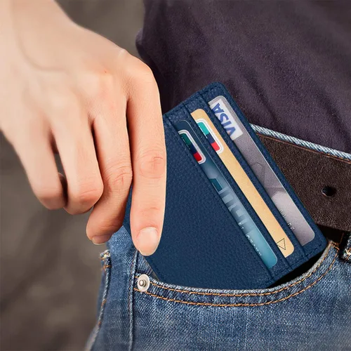 Miniatura 11 de Fintie Billetera delgada y minimalista para bolsillo frontal, con bloqueo RFID, tarjetero y ventana de identificación, para hombre o mujer
