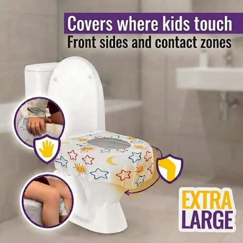 Miniatura 2 de Mighty Clean Baby Paquete de 22 fundas desechables para asiento de inodoro, tamaño XL, impermeables, para niños pequeños, niños y adultos, viajes