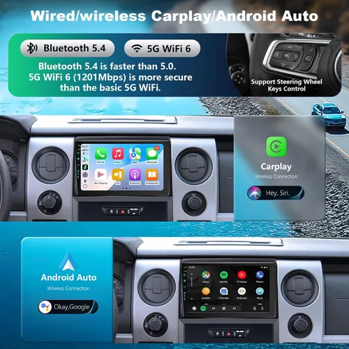 Miniatura 3 de Reemplazo de actualización estéreo de radio de coche 5GWiFi de 9 pulgadas (4Ram 64Rom) para Ford F150 F-150 2009-2012 Android 13 con CarPlay/Android