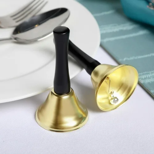 Miniatura 4 de 24 campanas de mano de acero plateado, mango de madera negra, campanas de metal diatónico, percusión musical (dorado)