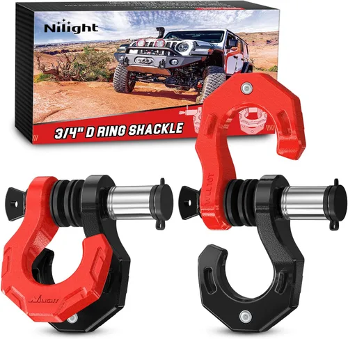Miniatura 34 de Nilight - 2 grilletes en forma de anilla en D de 3/4 pulgadas con tornillo pasador de 7/8 pulgadas, 41 887 libras, resistentes a la rotura