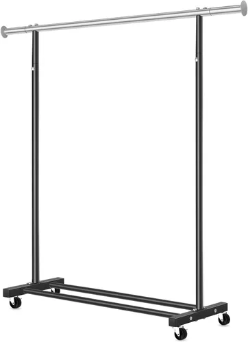 Miniatura 7 de VICERII Perchero de ropa resistente de 55.51 pulgadas con ruedas y estante inferior, perchero con ruedas y estante inferior, percheros de ropa