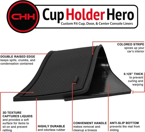 Miniatura 2 de CupHolderHero Compatible con accesorios Nissan Maxima 2015-2023 - Insertos de portavasos antideslizantes antipolvo, tapetes para consola central