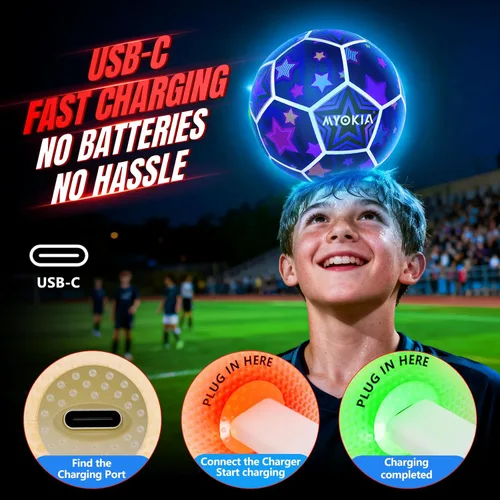 Miniatura 8 de Balón de fútbol iluminado que brilla en la oscuridad, tamaño 5, regalos deportivos para interiores y exteriores, ideas de cumpleaños para niños de 3