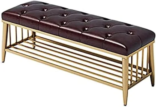 Miniatura 7 de Asiento de piel sintética, taburete de entrada para sala de estar, zapatero de primera calidad, banco de zapatos de alta calidad, banco de Azul