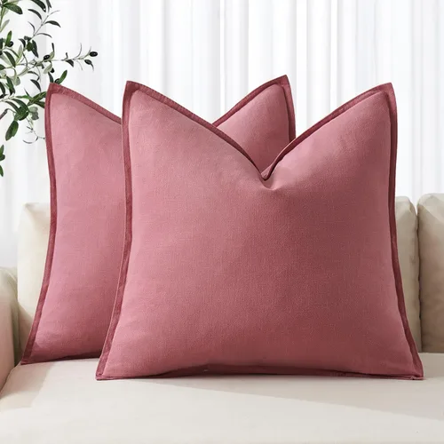 Miniatura 21 de MIULEE - Juego de 2 fundas de almohada decorativas de lino, estilo bohemio, rústico, neutral, para sofá, cama, 16 x 16 pulgadas, color marrón