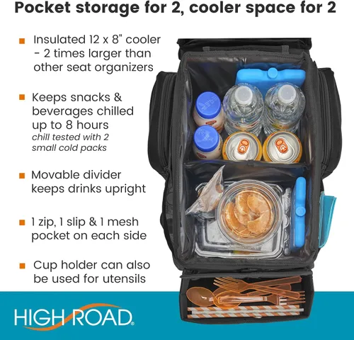 Miniatura 4 de High Road CarHop Organizador de Asiento Trasero para Niños y Organizador de Asiento de Pasajero para Adultos - Enfriador de Asiento de Carro