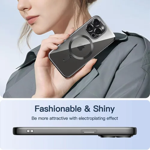 Miniatura 7 de JETech Funda magnética para iPhone 15 Pro de 6.1 pulgadas, protección completa de lente de cámara, compatible con carga inalámbrica MagSafe, funda