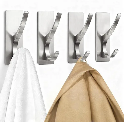 Miniatura 16 de Ganchos autoadhesivos para colgar: gancho de pared de acero inoxidable resistente para toallas, mochilas, sombreros, baño, recámara, puerta, gancho