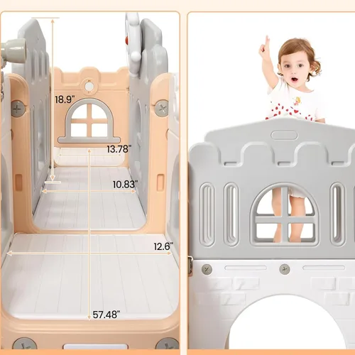 Miniatura 7 de GarveeLife Zona de juegos interior 8 en 1 para niños pequeños con tobogán: juego de tobogán para bebés de 1 a 3 años, tobogán para niños incluye aro