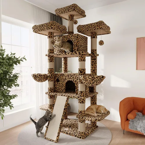 Miniatura 18 de SHA CERLIN Árbol para gatos de 68 pulgadas, de varios niveles, torre grande para gatitos grandes/torre para gatos con condominio/acogedoras perchas