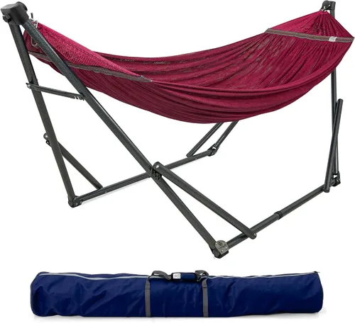 Miniatura 15 de Tranquillo Unity - Soporte de hamaca ajustable, plegable, para camping, con soporte, capacidad de 800 lbs, soporte de hamaca doble de acero para 2