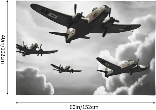 Miniatura 2 de VTCTOASY Tapiz estampado de la Segunda Guerra Mundial para colgar en la pared, bonito tapiz de pared para dormitorio, sala de estar, 60 x 40 pulgadas