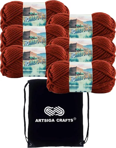 Miniatura 53 de Lion Brand Hometown New York White 135-100 (3 madejas - mismo lote de tinte) #6 S Bulky - Hila acrílica para crochet y tejer con bolsa para proyectos