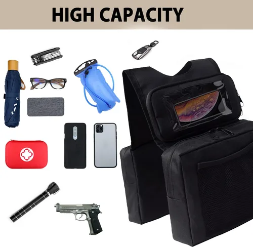 Miniatura 5 de MYDAYS Bolsa de sillín para ATV, tanque de carga, bolsa de teléfono, equipaje de almacenamiento para ATV, UTV, motos de nieve y motocicleta (negro 1)