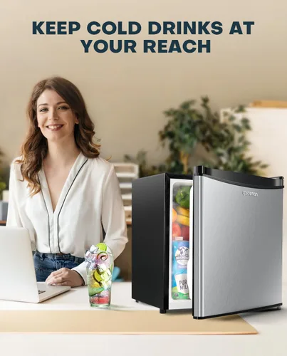 Miniatura 3 de Upstreman - Mini refrigerador de 1.7 pies cúbicos con congelador, esenciales para dormitorio, termostato ajustable, ahorro de energía, bajo nivel