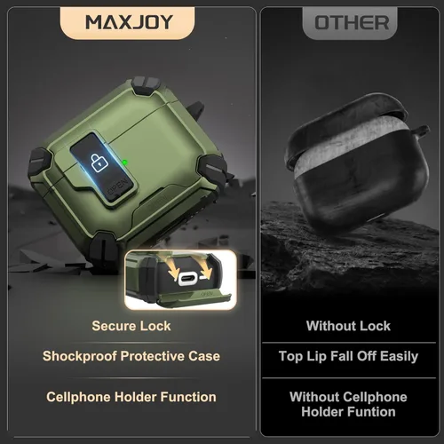 Miniatura 5 de Maxjoy Funda protectora para AirPods 4 2024, funda protectora para AirPods de 4ª generación con bloqueo automático, compatible con MagSafe, Verde