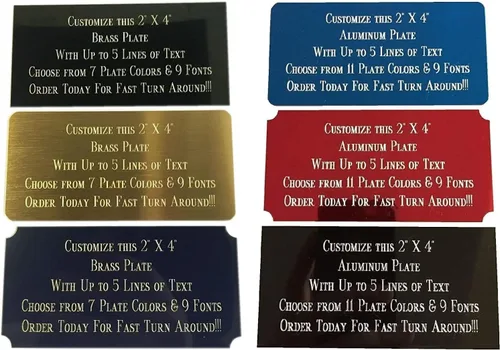 Placas de nombre personalizadas, placa grabada de latón macizo, placas deportivas de fantasía de aluminio grabadas/grabadas, etiqueta de