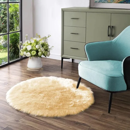 Miniatura 48 de Latepis - Tapete rectangular de piel sintética tipo lana de oveja suave, esponjosa y lavable para sala de estar, dormitorio, sala de juegos o Blanco