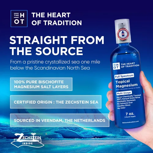 Miniatura 2 de Botella de vidrio tópico de aceite de magnesio de la antigua Zechstein Sea y traza mineral, 7 onzas – Aceite transdérmico de magnesio puro