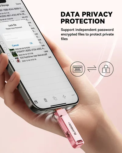 Miniatura 4 de Memoria USB para Fotos de iPhone de 256GB con Certificación MFi, Unidad Flash USB para Respaldo de Fotos/Videos, Memoria USB de Alta Velocidad Rosa