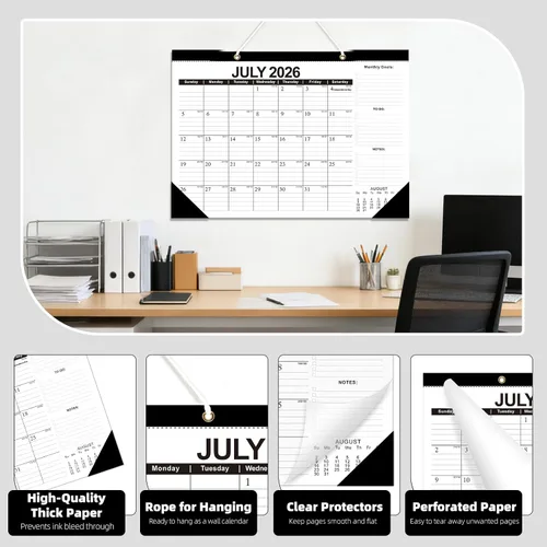 Miniatura 5 de 2026 Calendario de escritorio Calendarios de escritorio 2026-2027 Calendario de pared de 18 meses desde enero de 2026 hasta junio de 2027, papel