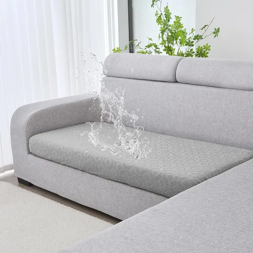 Miniatura 51 de Genina Fundas de cojín para sofá impermeables, fundas elásticas para sofá seccional, funda de cojín lavable, antideslizante, con parte inferior